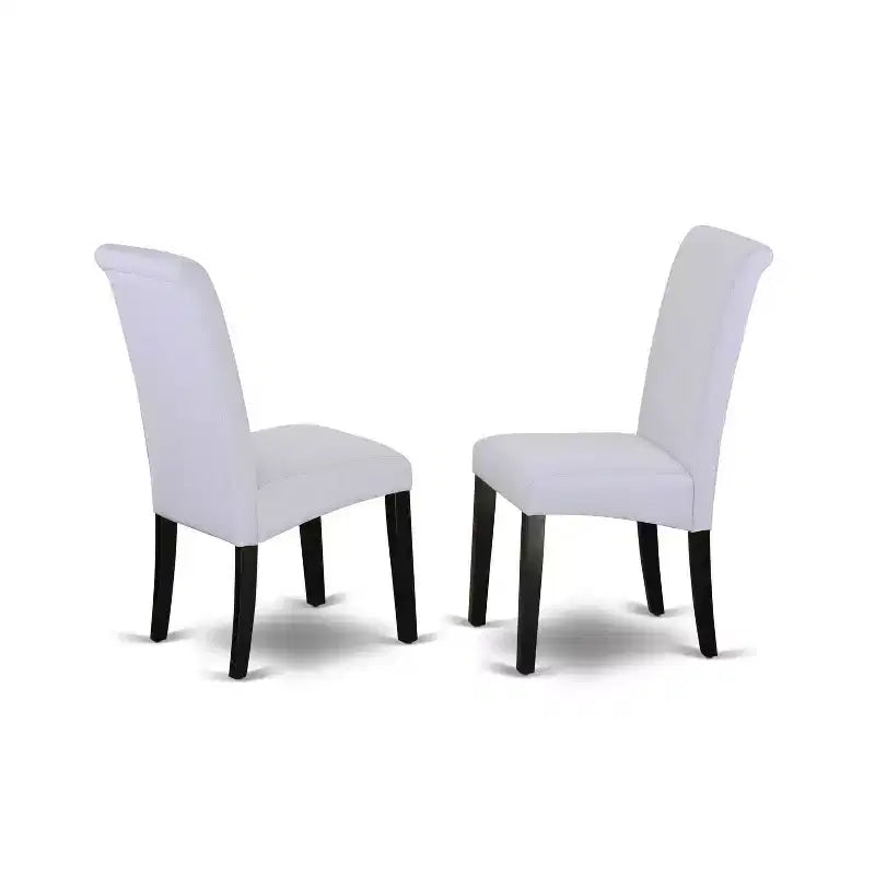 Set da pranzo HomeStock 7 pezzi con tavolo in legno massello finitura nera e 6 sedie Parson