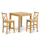 Counter Height Dining Set - Pub Table & Stools - Modern Design - Asian Wood - Brown Finish
