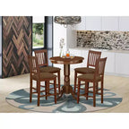 Set da pranzo a altezza bancone - 5 pezzi Tavolo e sedie da cucina boho - Tavolo rotondo con piedistallo in legno