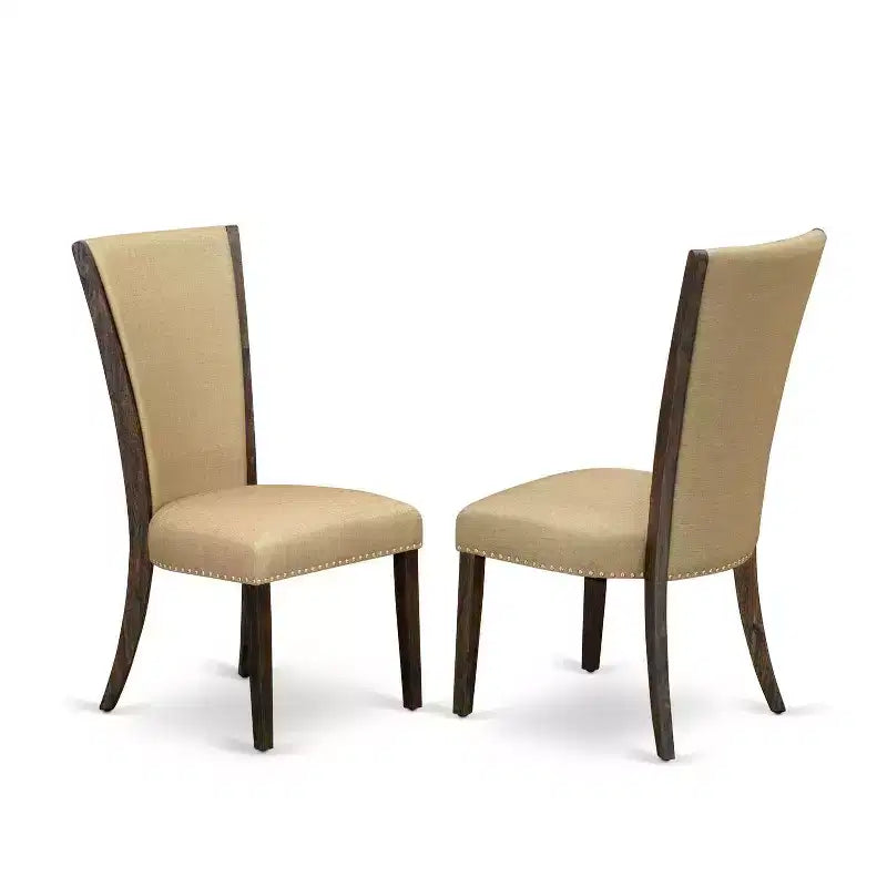 HomeStock Tavolo da pranzo rotondo da 5 pezzi con ripiano in legno massello finitura anticata stile giacobino con 4 sedie Parson