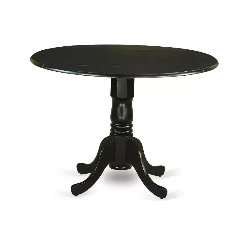 Tavolo da pranzo HomeStock a 5 pezzi con piano rotondo in legno massello con finitura nera e 4 sedie Parson