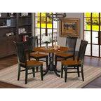 Set da Tavolo da Cucina 5 Pezzi - Tavolo da Pranzo Rotondo e Sedie - Design Rustico - Finitura Ciliegio Nero - 42 Pollici