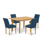 Rectangle Dinette Set 5Pc Table & 4 Chairs - Oasis PU Leather, Oak Legs, Extendable Leaf
