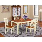 Set da pranzo Art Nouveau, tavolo 54x66 pollici con prolunga e 4 sedie - Set tavolo da cucina rettangolare