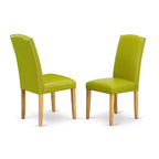 Set da pranzo rotondo rustico - tavolo e sedie 5 pz, tavolo 36", gambe in rovere, pelle PU, verde autunnale