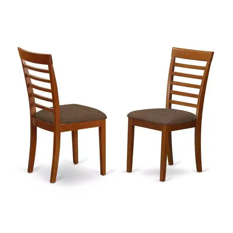 Tavolo da pranzo ovale a 7 pezzi con piano in legno massello finitura marrone sella e 6 sedie con