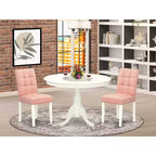 Set da Pranzo 3 Pezzi Coastal Chic - Tavolo Rotondo e 2 Sedie - Tavolo da Cucina Bianco Lino