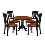 Round Kitchen Table Set for 4 - 42 Inch Dining Table with 4 Chairs - Black & Cherry Finish