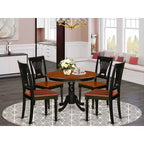 Set tavolo da cucina rotondo per 4 - Tavolo da pranzo da 42 pollici con 4 sedie - Finitura nero e ciliegio