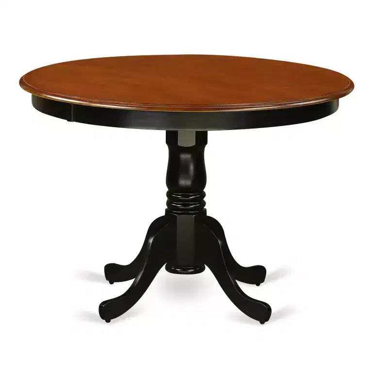 Set tavolo da cucina rotondo per 4 - Tavolo da pranzo da 42 pollici con 4 sedie - Finitura nero e ciliegio