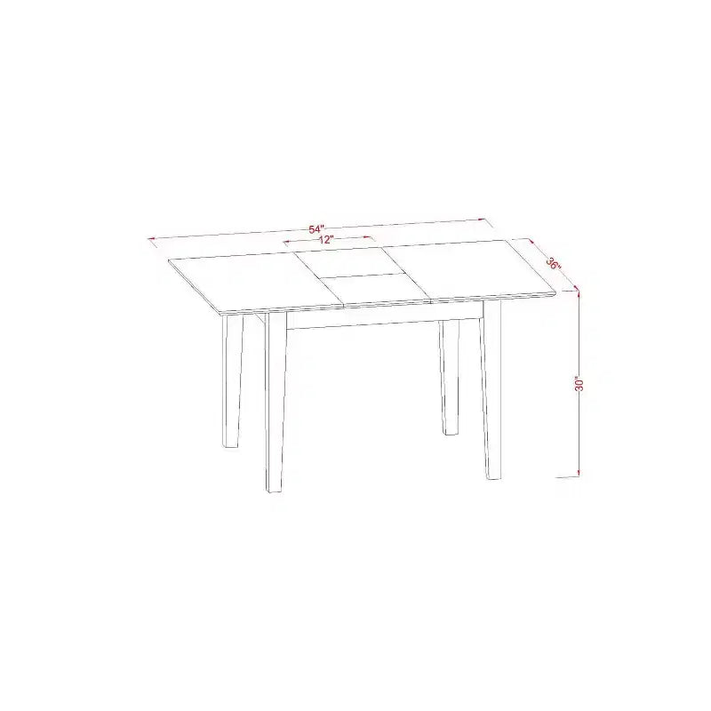 Set da pranzo Coastal 5 pezzi, tavolo rettangolare con allunga e 4 sedie - 42/54 pollici