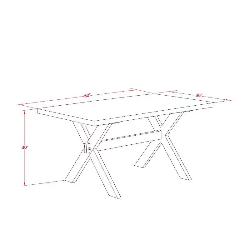 HomeStock Tavolo da pranzo rettangolare a 5 pezzi in legno massello con finitura anticata Jacobean e 4 sedie imbottite