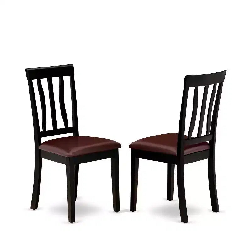 Tavolo da pranzo HomeStock 5 pezzi, rotondo, piano in legno massello nero e ciliegio con 4 sedie
