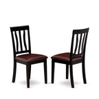 Tavolo da pranzo HomeStock 5 pezzi, rotondo, piano in legno massello nero e ciliegio con 4 sedie