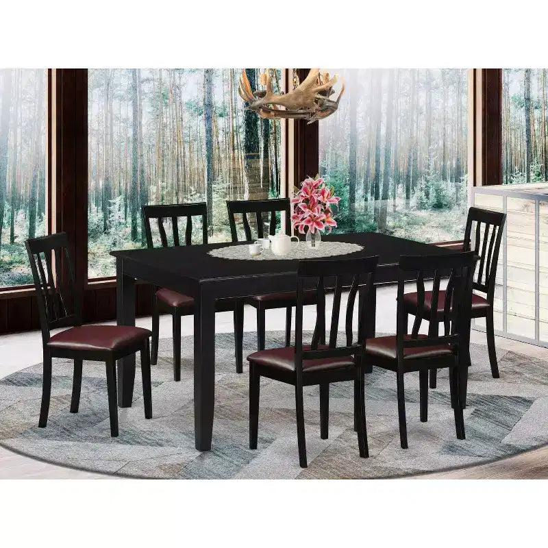 Set da pranzo stile Southwestern - Tavolo e sedie - Set dinette da 7 pezzi - Stile rustico moderno