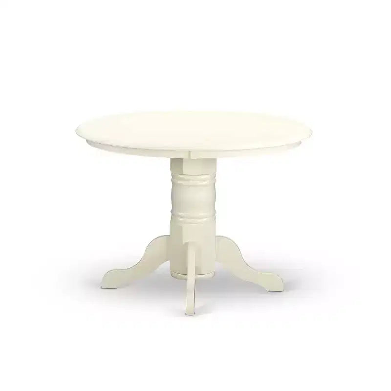 Set pranzo HomeStock da 5 pezzi con tavolo rotondo color latticello e ciliegio con piano in legno massello e 4 sedie Parson