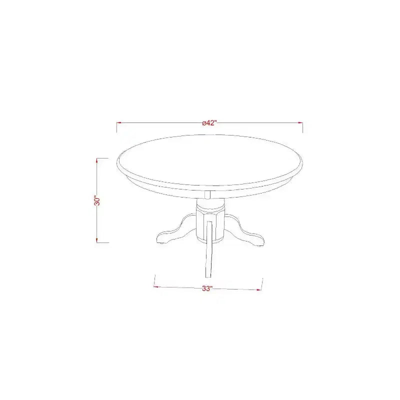 Set pranzo HomeStock da 5 pezzi con tavolo rotondo color latticello e ciliegio con piano in legno massello e 4 sedie Parson