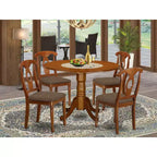 Set da pranzo da cucina 5 pezzi - Tavolo rotondo e sedie - Set dinette per piccoli spazi - Finitura marrone sella