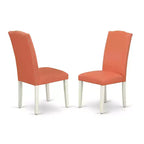 Set tavolo da pranzo rotondo - Tavolo da 36 pollici e 2 sedie - Rosa fenicottero e bianco lino