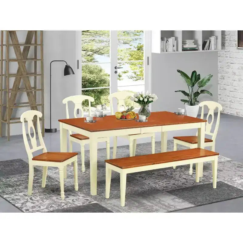 Set Tavolo da Pranzo Rustico - Tavolo e Sedie in Legno Massello per Cucina o Sala da Pranzo