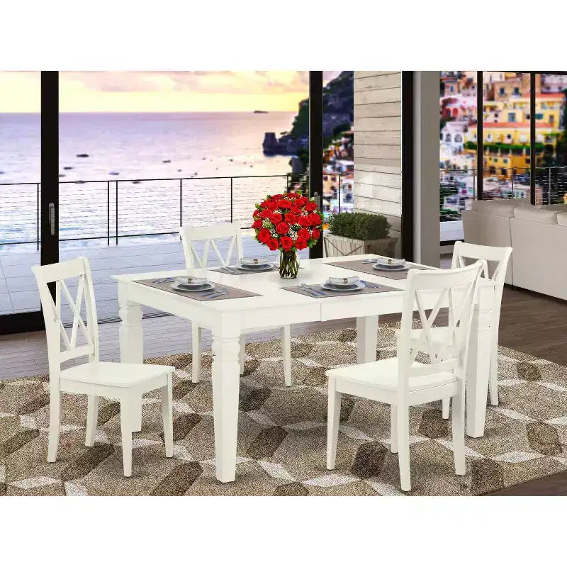 Set da pranzo antico - Tavolo rettangolare e sedie 5 pezzi - Design a doppia "X" sullo schienale - Comfort e stile