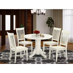 Set da Pranzo Moderno 5 Pezzi Tavolo e Sedie - Tavolo da Cucina Rotondo con 4 Sedie - 42 Pollici Bianco Lino