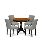 HomeStock 5-Piece Black and Cherry Finish Solid Wood Top Dining Table with 4 Parson Chair