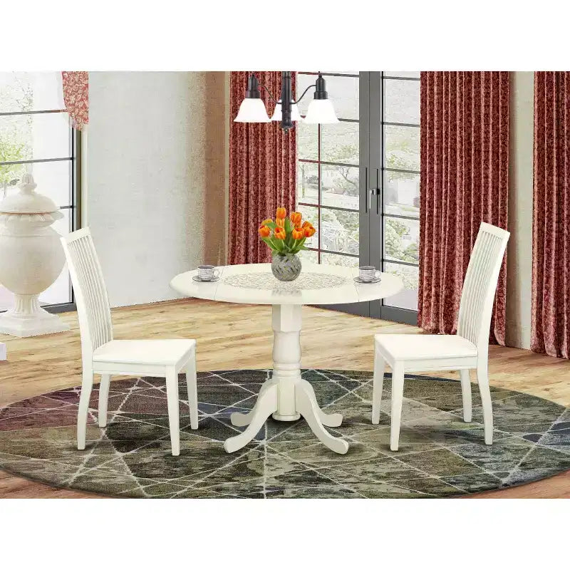 Set Tavolo da Cucina 3 pezzi - Tavolo da Pranzo e 2 Sedie - Tavolo da Bistrò per Piccoli Spazi - Finitura Lino Bianco
