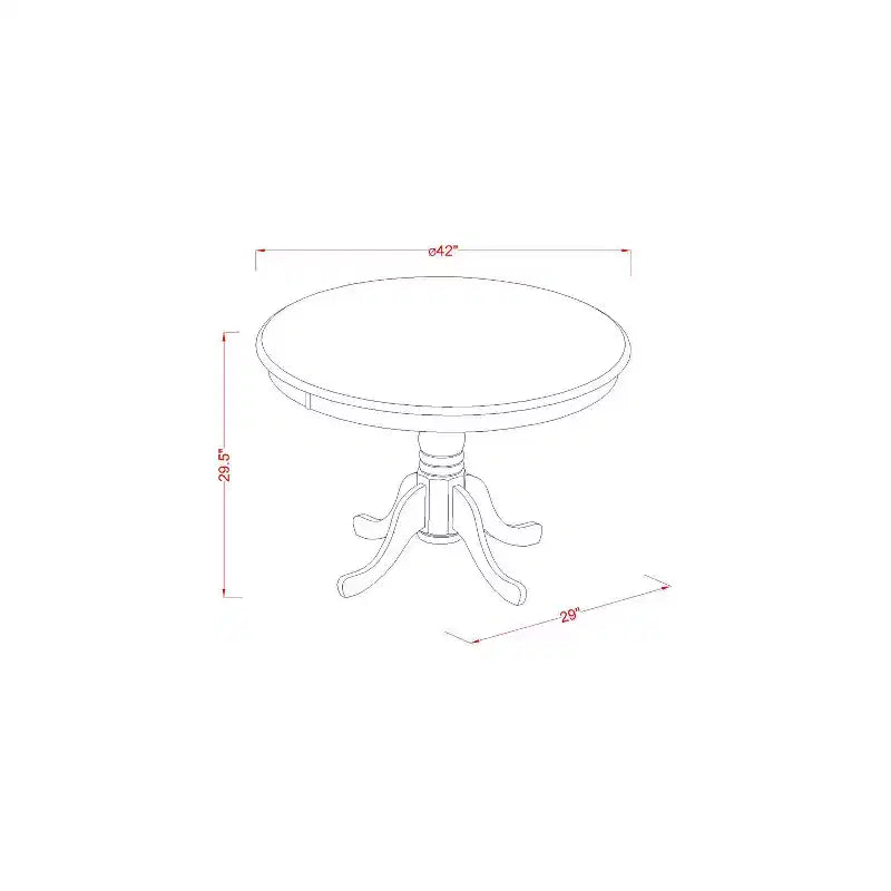 Set tavolo da pranzo per 4 persone - Tavolo da cucina rotondo da 42 pollici con 4 sedie - Finitura bianco lino