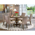 HomeStock Set da pranzo 3 pezzi con tavolo in legno massello finitura giacobiana anticata e 2 sedie imbottite
