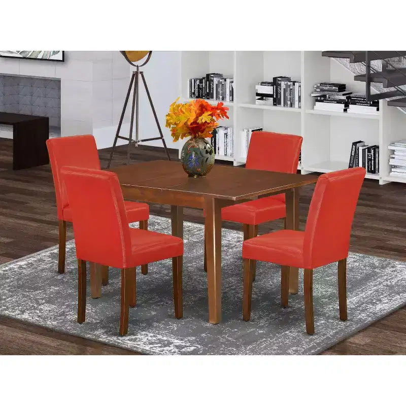 Set da pranzo 5 pezzi: tavolo rettangolare e 4 sedie - Rosso mattone - Island Interiors