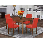Set da pranzo 5 pezzi: tavolo rettangolare e 4 sedie - Rosso mattone - Island Interiors