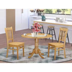 HomeStock Set da Pranzo 3 Pezzi con Tavolo Rotondo e 2 Sedie, Top in Legno Massello di Rovere Naturale