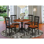 Set tavolo da cucina per 4 - Tavolo da pranzo e sedie con ripiano ribaltabile 42x42, legno duro asiatico, finitura nera