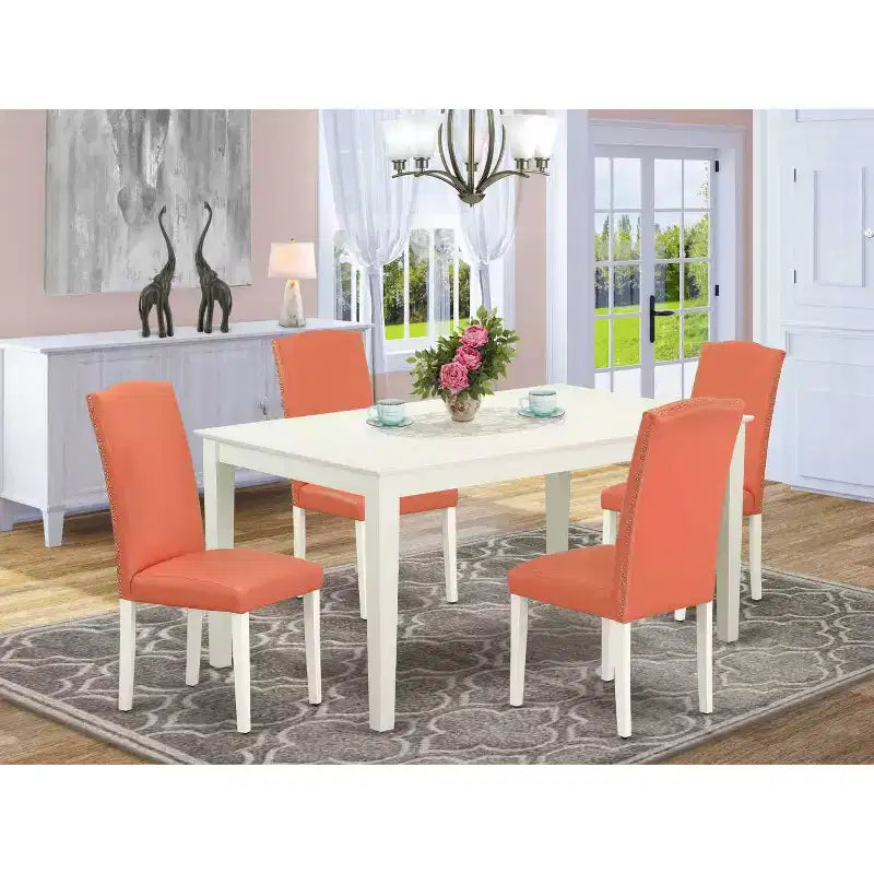 Set da pranzo Pink Flamingo 5 pezzi, tavolo e sedie, design Art Nouveau 60