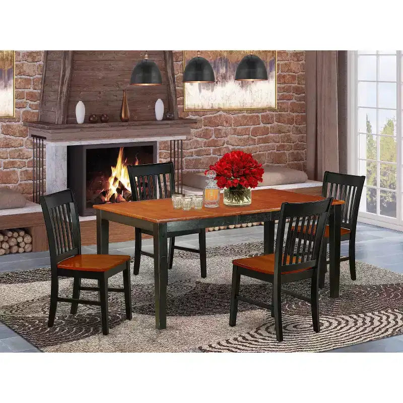 Set da pranzo Renaissance 5 pezzi con tavolo rettangolare e sedie - Tavolo allungabile da 54/66 pollici