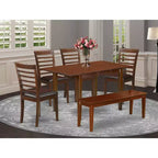 Set da pranzo vittoriano - Tavolo da pranzo 42/54 con prolunga e 4 sedie in similpelle, panca inclusa