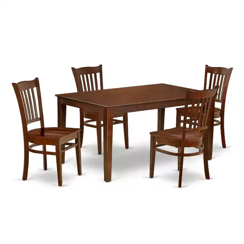 Rectangle Dining Table Set 5pc Wood Kitchen Table & Chairs - Modern Dinette Set
