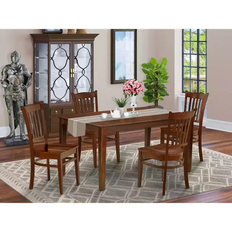 Set tavolo da pranzo rettangolare 5 pz, tavolo da cucina e sedie in legno - Set da pranzo moderno