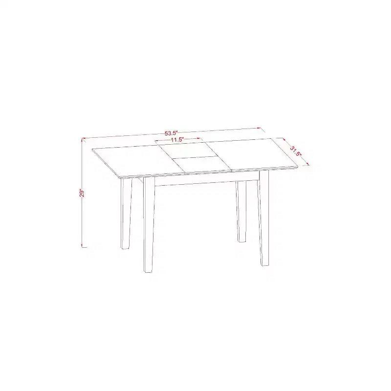Set da pranzo moderno - Tavolo rettangolare a 5 pezzi e 4 sedie - Tavolo da 42/53,5 con allunga - Sala da pranzo elegante