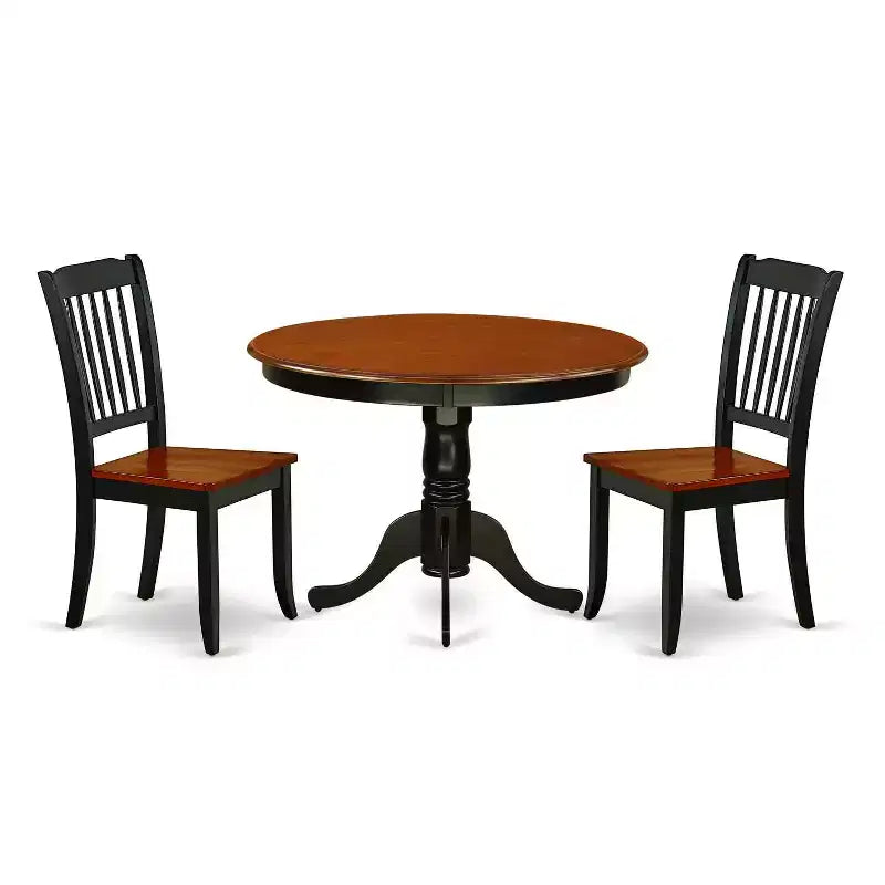 Bohemian Kitchen Table Set - 3 Piece Dining Set for Small Spaces - Round Table & 2 Chairs - 42 Inch - Black Cherry