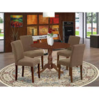 HomeStock Set da pranzo in 5 pezzi: tavolo con piano in legno massello con finitura mogano e 4 sedie con piano ribaltabile