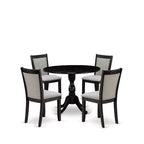 HomeStock 5-Piece Natural Oak Finish Solid Wood Top Dining table with 4 Chairs with Drop Leaf Lattice Back