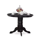 Kitchen Dining Set 5 Piece Table & Chairs - Round Pedestal Table with Linen Upholstered Seats