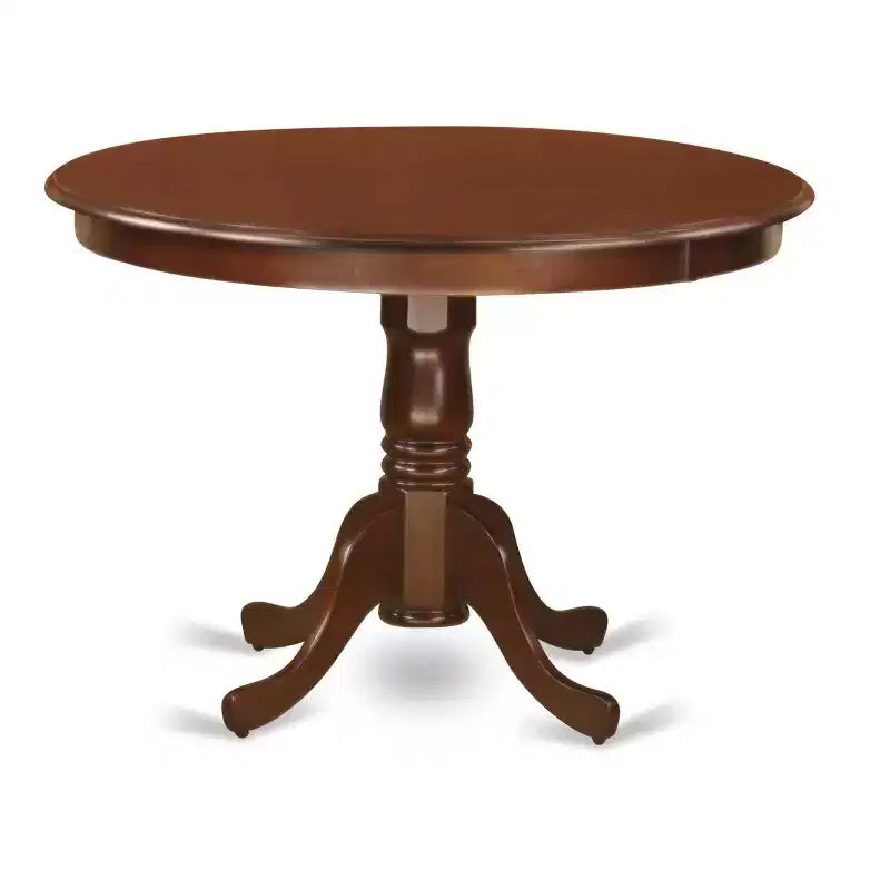 Set da pranzo HomeStock 5 pezzi, tavolo rotondo in legno massello finitura mogano con 4 sedie a crociera