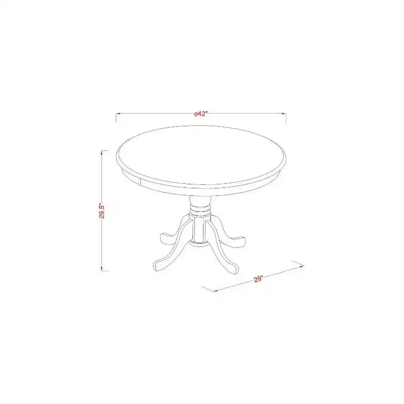 Set da pranzo HomeStock 5 pezzi, tavolo rotondo in legno massello finitura mogano con 4 sedie a crociera