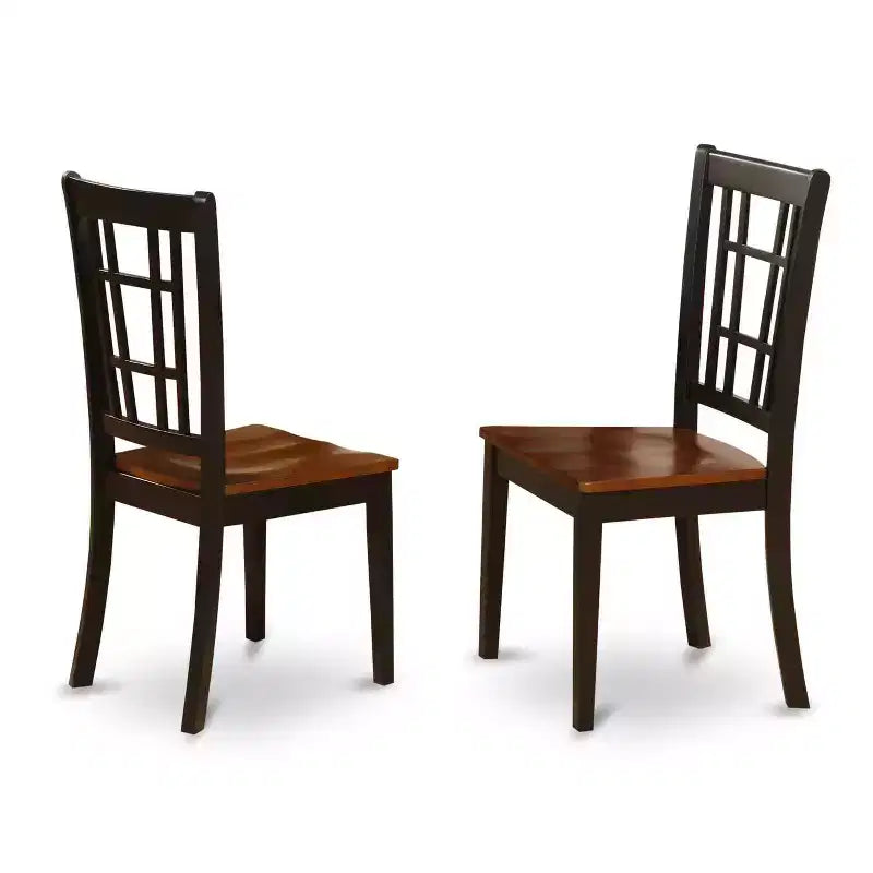 HomeStock Tavolo da pranzo con piano in legno massello nero e ciliegio a 7 pezzi con 6 sedie