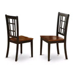 HomeStock Tavolo da pranzo con piano in legno massello nero e ciliegio a 7 pezzi con 6 sedie
