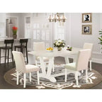 HomeStock Set da pranzo 5 pezzi: tavolo rettangolare con piano in legno massello finitura rovere naturale e 4 sedie Parson