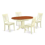 HomeStock 5-Piece Oval Buttermilk and Cherry Finish Solid Wood Top Dining table with 4 Chairs